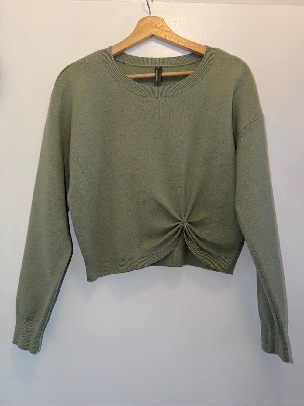 Anthropologie Olive Twisted-Knot Crewneck Sweater